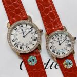Replica RONDE SOLO DE CARTIER Lover Rose Gold Bezel Watch Italian Leather Strap 